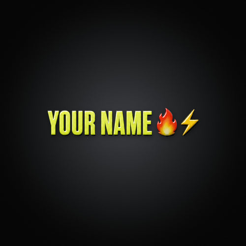 Custom UV DTF name transfer in volt green on a dark metal surface